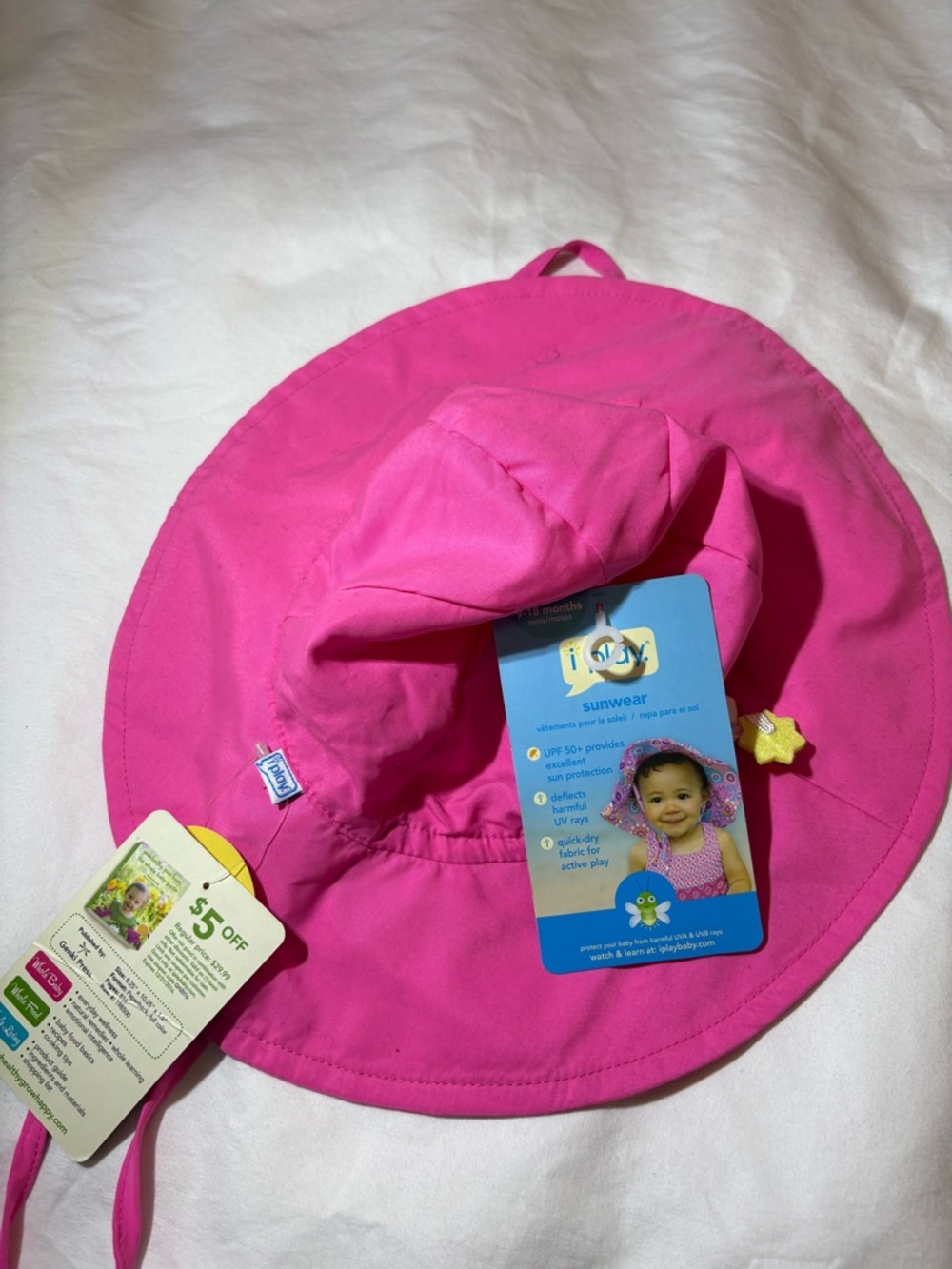 i play. Hot Pink Sun Hat with Chin Straps for Kids